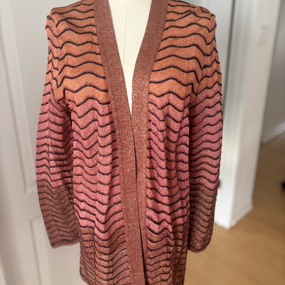 Missoni Pink and Brown Zigzag Cardigan Sweater